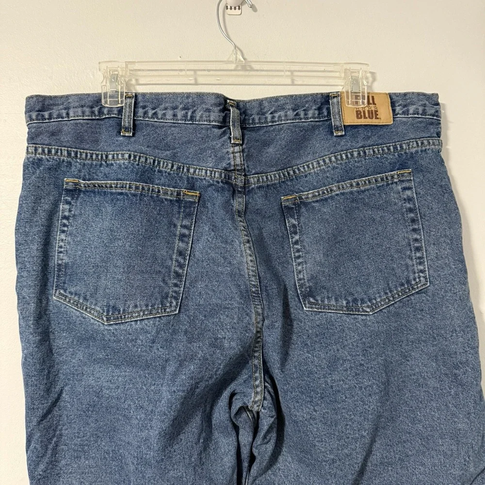 FULL BLUE Men's Flannel-Lined Jeans Medium Wash Straight Leg 100% Cotton 42 x 30